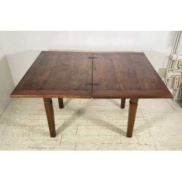 ANTICO TAVOLO PRANZO ALLUNGABILE A LIBRO TABLE LEGNO NOCE EPOCA 1800 SALOTTO
