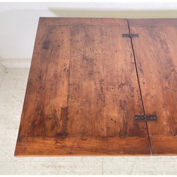 ANTICO TAVOLO PRANZO ALLUNGABILE A LIBRO TABLE LEGNO NOCE EPOCA 1800 SALOTTO