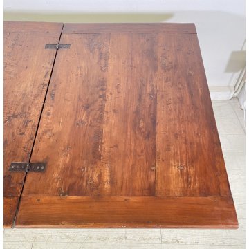 ANTICO TAVOLO PRANZO ALLUNGABILE A LIBRO TABLE LEGNO NOCE EPOCA 1800 SALOTTO