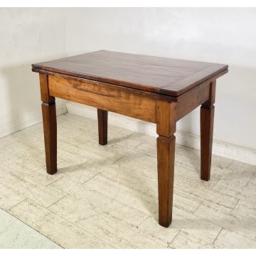 ANTICO TAVOLO PRANZO ALLUNGABILE A LIBRO TABLE LEGNO NOCE EPOCA 1800 SALOTTO