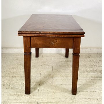 ANTICO TAVOLO PRANZO ALLUNGABILE A LIBRO TABLE LEGNO NOCE EPOCA 1800 SALOTTO