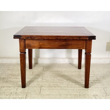 ANTICO TAVOLO PRANZO ALLUNGABILE A LIBRO TABLE LEGNO NOCE EPOCA 1800 SALOTTO