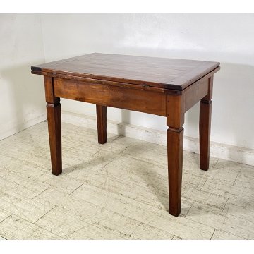 ANTICO TAVOLO PRANZO ALLUNGABILE A LIBRO TABLE LEGNO NOCE EPOCA 1800 SALOTTO