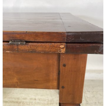 ANTICO TAVOLO PRANZO ALLUNGABILE A LIBRO TABLE LEGNO NOCE EPOCA 1800 SALOTTO