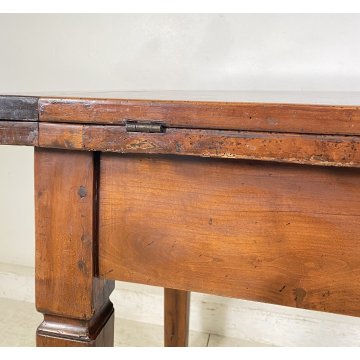 ANTICO TAVOLO PRANZO ALLUNGABILE A LIBRO TABLE LEGNO NOCE EPOCA 1800 SALOTTO