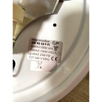COPPIA LAMPADA PARETE VETRO MURANO DUE Gio S P-PL 40 BIANCO SATINATO ROSSO VERDE