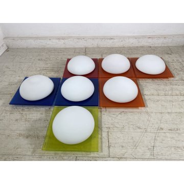 LOTTO 7 LAMPADA PLAFONIERA PARETE VETRO MURANO DUE Gio S P-PL 30 BIANCO SATINATO