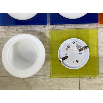 LOTTO 7 LAMPADA PLAFONIERA PARETE VETRO MURANO DUE Gio S P-PL 30 BIANCO SATINATO