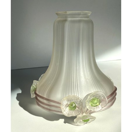 PARALUME a CAMPANA TULIPANO VETRO SATINATO DECORO PASTA di VETRO PRIMA META '900