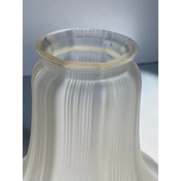 PARALUME a CAMPANA TULIPANO VETRO SATINATO DECORO PASTA di VETRO PRIMA META '900