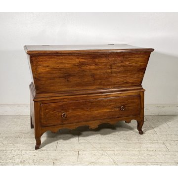 ANTICA MADIA RIBALTA PANCA LEGNO ROVERE 1800 1 CASSETTO MOBILE CASSAPANCA EPOCA