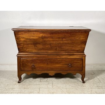 ANTICA MADIA RIBALTA PANCA LEGNO ROVERE 1800 1 CASSETTO MOBILE CASSAPANCA EPOCA