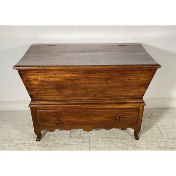 ANTICA MADIA RIBALTA PANCA LEGNO ROVERE 1800 1 CASSETTO MOBILE CASSAPANCA EPOCA