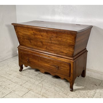 ANTICA MADIA RIBALTA PANCA LEGNO ROVERE 1800 1 CASSETTO MOBILE CASSAPANCA EPOCA