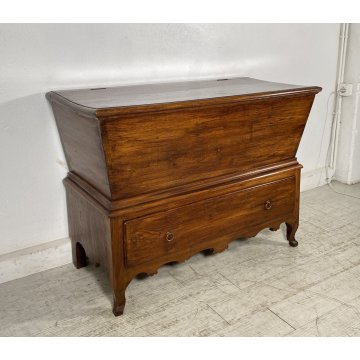 ANTICA MADIA RIBALTA PANCA LEGNO ROVERE 1800 1 CASSETTO MOBILE CASSAPANCA EPOCA