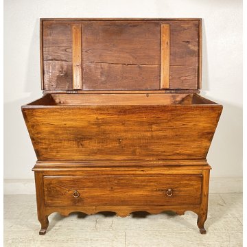ANTICA MADIA RIBALTA PANCA LEGNO ROVERE 1800 1 CASSETTO MOBILE CASSAPANCA EPOCA
