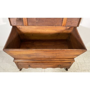ANTICA MADIA RIBALTA PANCA LEGNO ROVERE 1800 1 CASSETTO MOBILE CASSAPANCA EPOCA