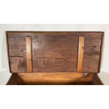 ANTICA MADIA RIBALTA PANCA LEGNO ROVERE 1800 1 CASSETTO MOBILE CASSAPANCA EPOCA