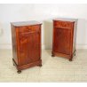 ANTICA COPPIA COMODINO STILE CARLO X LEGNO NOCE FINE 1800 CASSETTO ANTA
