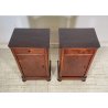 ANTICA COPPIA COMODINO STILE CARLO X LEGNO NOCE FINE 1800 CASSETTO ANTA