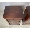 ANTICA COPPIA COMODINO STILE CARLO X LEGNO NOCE FINE 1800 CASSETTO ANTA