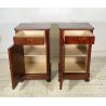 ANTICA COPPIA COMODINO STILE CARLO X LEGNO NOCE FINE 1800 CASSETTO ANTA