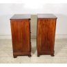 ANTICA COPPIA COMODINO STILE CARLO X LEGNO NOCE FINE 1800 CASSETTO ANTA