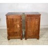 ANTICA COPPIA COMODINO STILE CARLO X LEGNO NOCE FINE 1800 CASSETTO ANTA