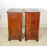 ANTICA COPPIA COMODINO STILE CARLO X LEGNO NOCE FINE 1800 CASSETTO ANTA