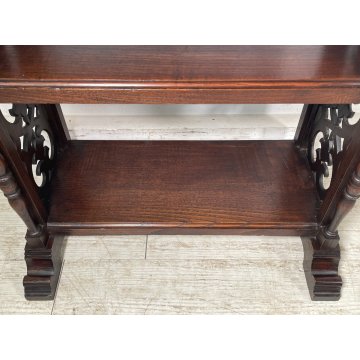 ANTICA ETAGERE LEGNO DI CASTAGNO 4 MENSOLE EPOCA '900 LIBRERIA SCOLPITA TORNITA
