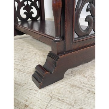 ANTICA ETAGERE LEGNO DI CASTAGNO 4 MENSOLE EPOCA '900 LIBRERIA SCOLPITA TORNITA