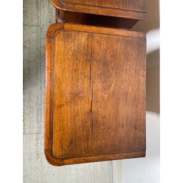 COPPIA ANTICO COMODINO UMBERTINO epoca 1900 LEGNO NOCE RADICA Old Nightstands