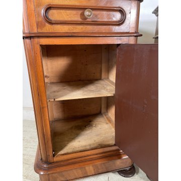 COPPIA ANTICO COMODINO UMBERTINO epoca 1900 LEGNO NOCE RADICA Old Nightstands