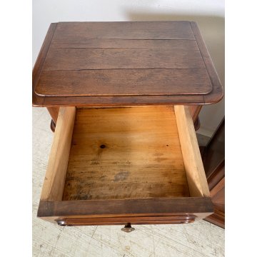 COPPIA ANTICO COMODINO UMBERTINO epoca 1900 LEGNO NOCE RADICA Old Nightstands