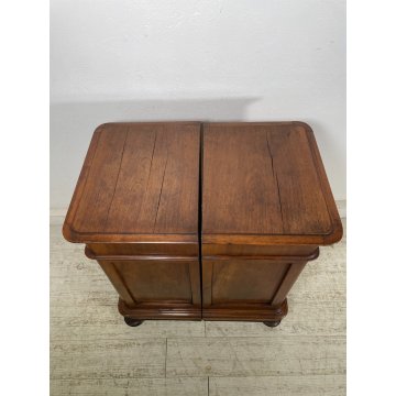 COPPIA ANTICO COMODINO UMBERTINO epoca 1900 LEGNO NOCE RADICA Old Nightstands