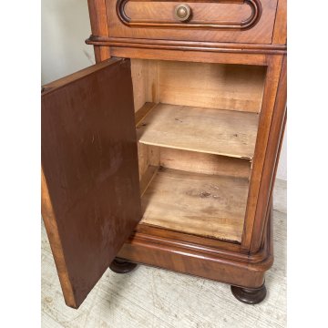 COPPIA ANTICO COMODINO UMBERTINO epoca 1900 LEGNO NOCE RADICA Old Nightstands