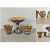 SET 3 pz PORTAUOVO/ALZATA CERAMICA ICAP Gualdo Tadino MAIOLICA LUSTRO ORO BLU