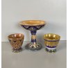 SET 3 pz PORTAUOVO/ALZATA CERAMICA ICAP Gualdo Tadino MAIOLICA LUSTRO ORO BLU