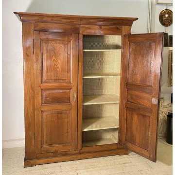 ANTICO PICCOLO ARMADIO DOPPIO CORPO PIEMONTESE GUARDAROBA 800 LEGNO NOCE 2 ANTE