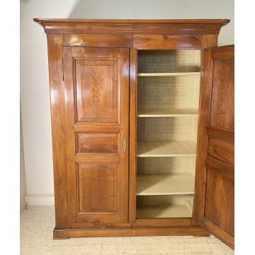 ANTICO PICCOLO ARMADIO DOPPIO CORPO PIEMONTESE GUARDAROBA 800 LEGNO NOCE 2 ANTE