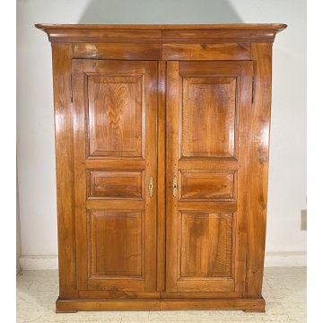 ANTICO PICCOLO ARMADIO DOPPIO CORPO PIEMONTESE GUARDAROBA 800 LEGNO NOCE 2 ANTE