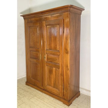 ANTICO PICCOLO ARMADIO DOPPIO CORPO PIEMONTESE GUARDAROBA 800 LEGNO NOCE 2 ANTE