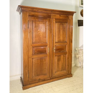 ANTICO PICCOLO ARMADIO DOPPIO CORPO PIEMONTESE GUARDAROBA 800 LEGNO NOCE 2 ANTE
