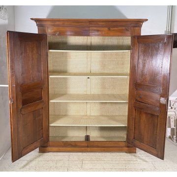 ANTICO PICCOLO ARMADIO DOPPIO CORPO PIEMONTESE GUARDAROBA 800 LEGNO NOCE 2 ANTE