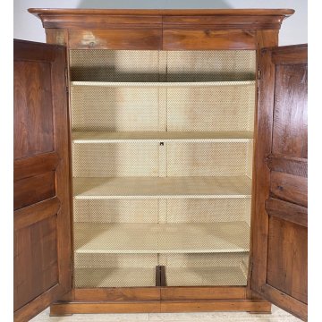 ANTICO PICCOLO ARMADIO DOPPIO CORPO PIEMONTESE GUARDAROBA 800 LEGNO NOCE 2 ANTE