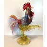 GRANDE FIGURA GALLO VETRO MURANO Paolo Venini POLICROMO ROOSTER 35cm MID-CENTURY