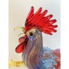 GRANDE FIGURA GALLO VETRO MURANO Paolo Venini POLICROMO ROOSTER 35cm MID-CENTURY