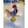 GRANDE FIGURA GALLO VETRO MURANO Paolo Venini POLICROMO ROOSTER 35cm MID-CENTURY