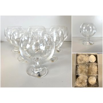 SET 6 CALICI CRISTALLO Arnolfo di Cambio DESIGN Sergio Asti "Perbere" 12cm/h '60