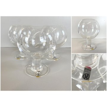 SET 3 CALICI CRISTALLO Arnolfo di Cambio DESIGN Sergio Asti "Perbere" 12cm/h '60